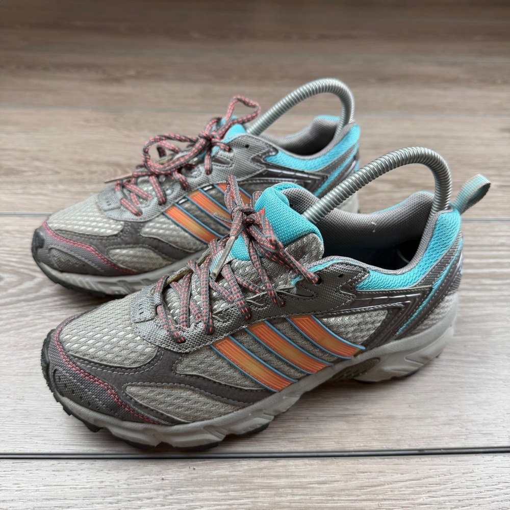 Adidas Womens Trail Running Shoes Kanadia 4 TR Grey Blue Orange G60233 Size 7.5